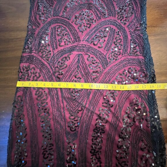 Flapper Dress Gatsby 1920s Fringe Beaded Black Red Party New Year's Themed XL - Picture 12 of 14